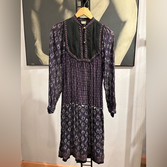 Vintage a Indian Smock Dress in Purple Cotton Gauze size M